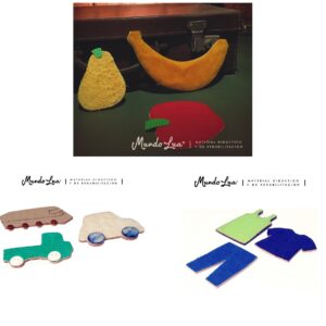 CATEGORÍAS DE VOCABULARIO: FRUTAS - TRANSPORTES - VESTIMENTAS - texturas e imanes